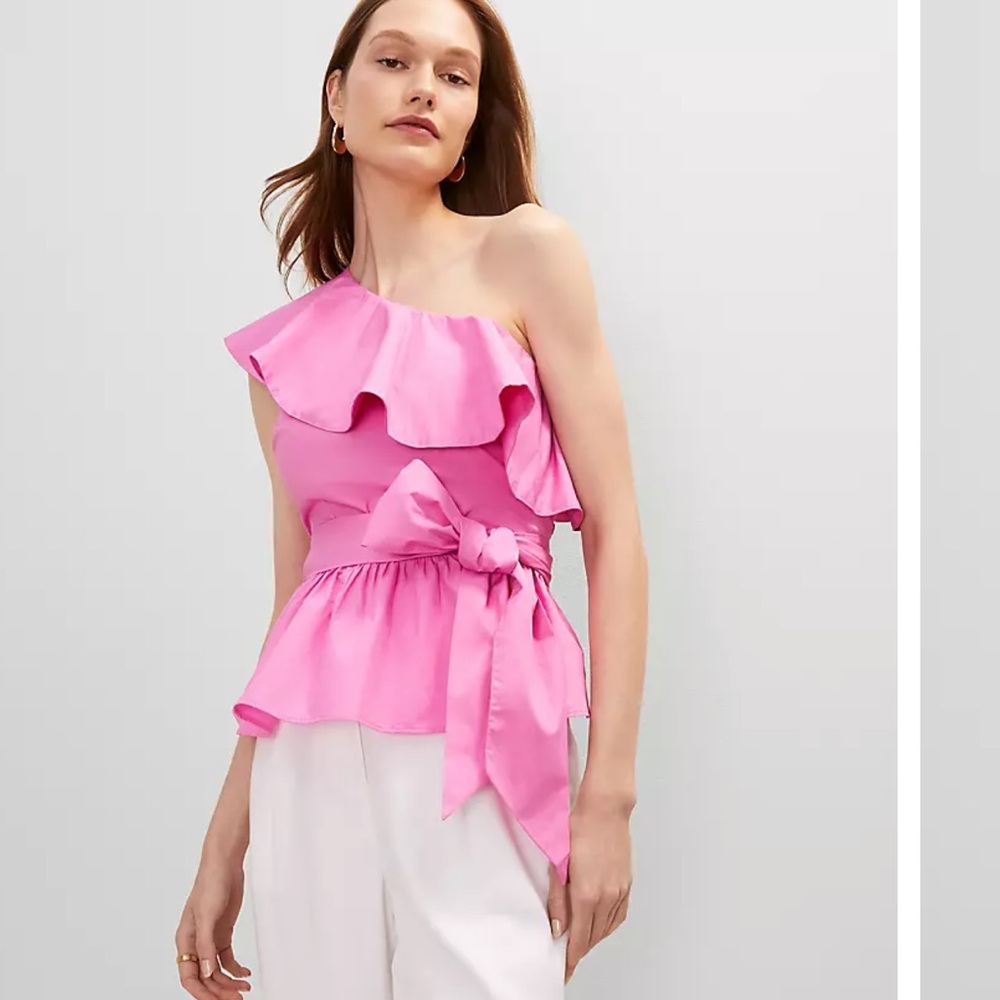 NWT Exquisite One-Shoulder Stylish Tie Waist Blouse!